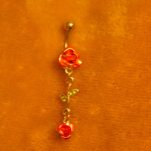 BELLY RING HANGING ROSE